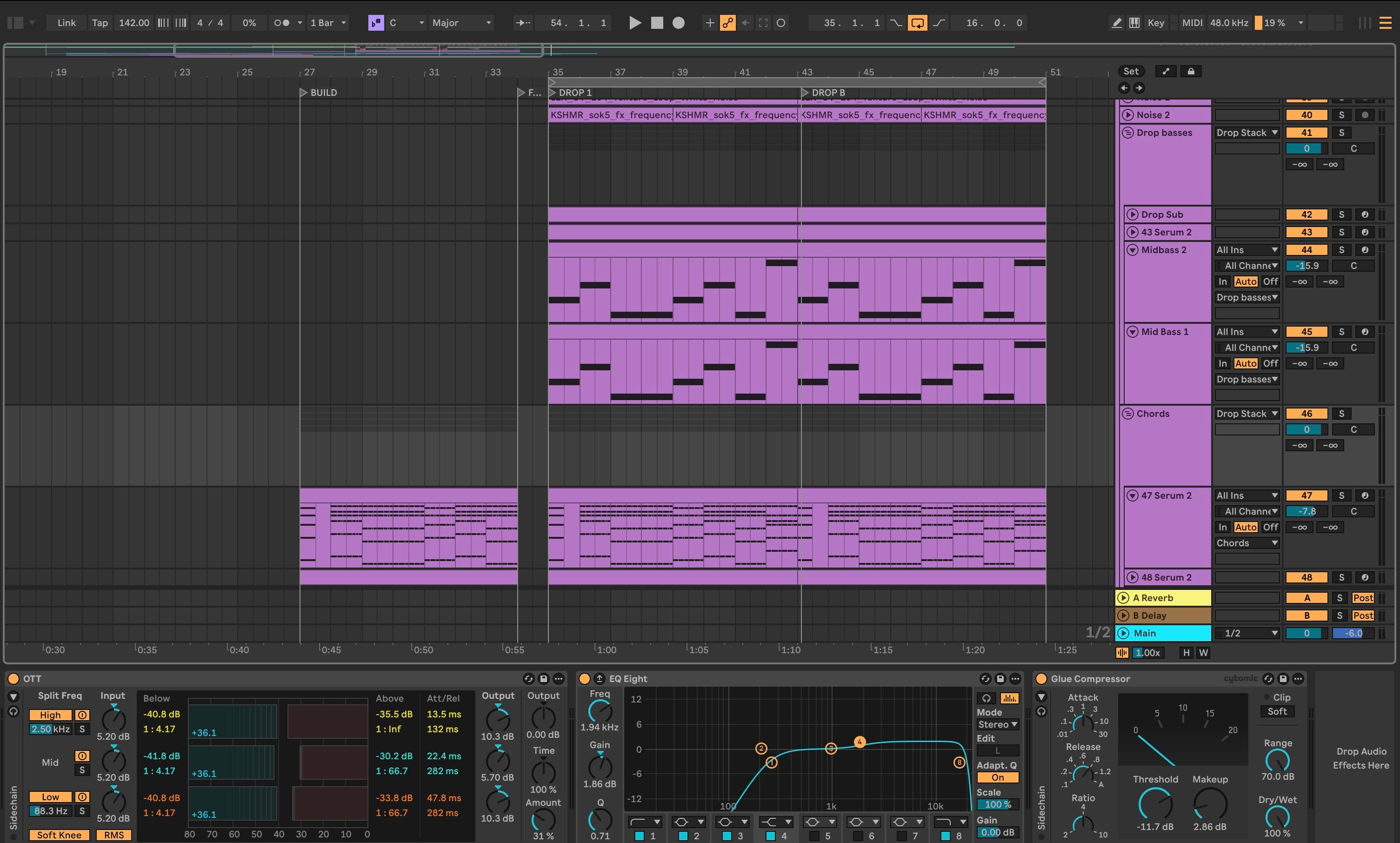 Professional DAW project template open in Ableton